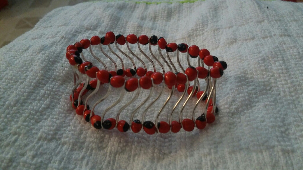 Metal Bracelet Red And Black, (Protection Peony Amulet)